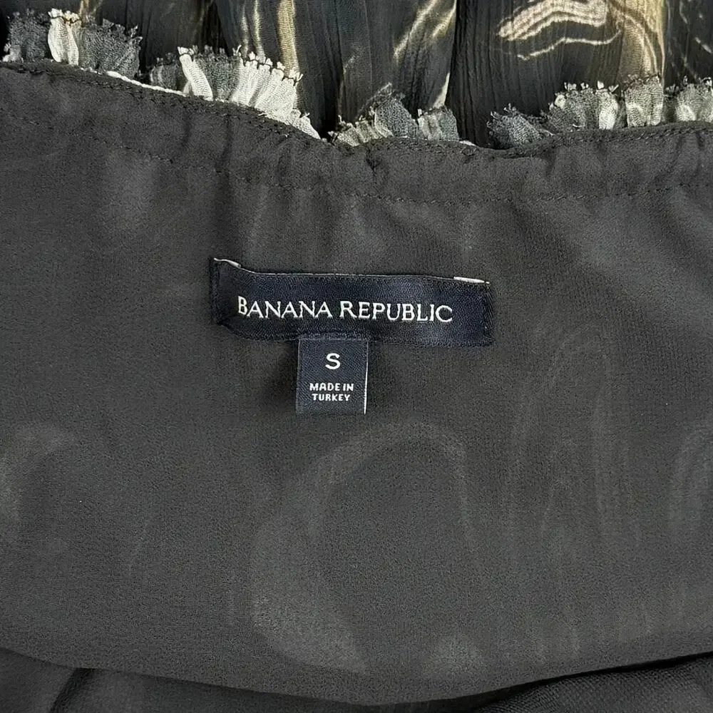 Banana Republic Marbled Halter Smocked Waist Maxi Dress Women's Small Black Tan